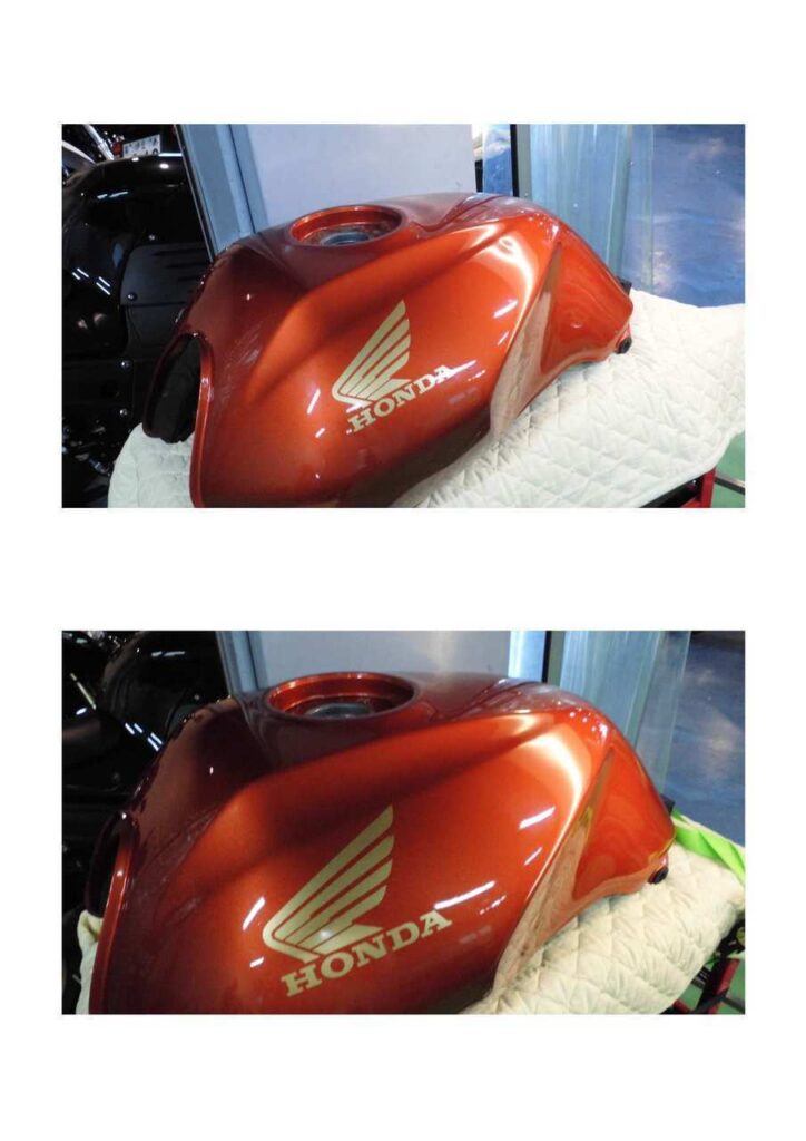 車・バイクタンクのヘコミ修復